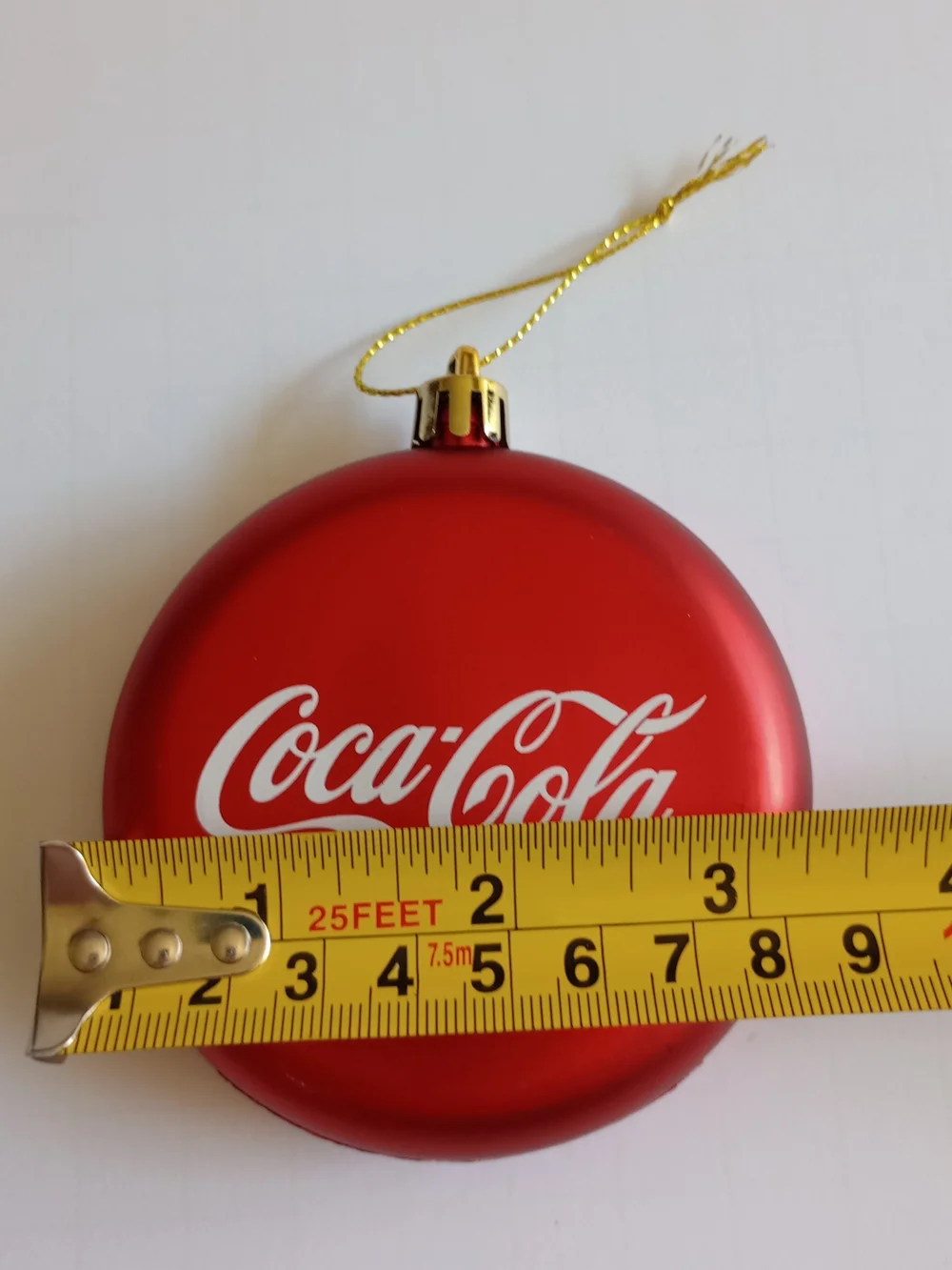 Coca Cola Disc Ornament With Classic Logo Christmas Holiday Coke